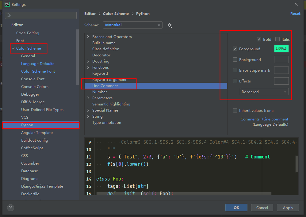 Pycharm fonts and colors(PycharmBasic Tutorial Documents)Pycharm fonts ...